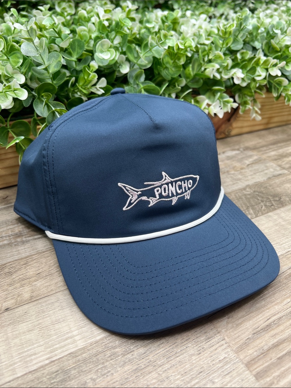 Poncho Navy Tarpon Rope Hat NEW